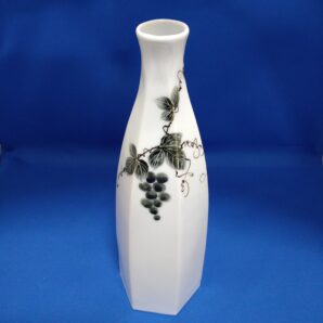 波佐見焼 政右エ門窯 手描き六角花瓶 高さ約26cm